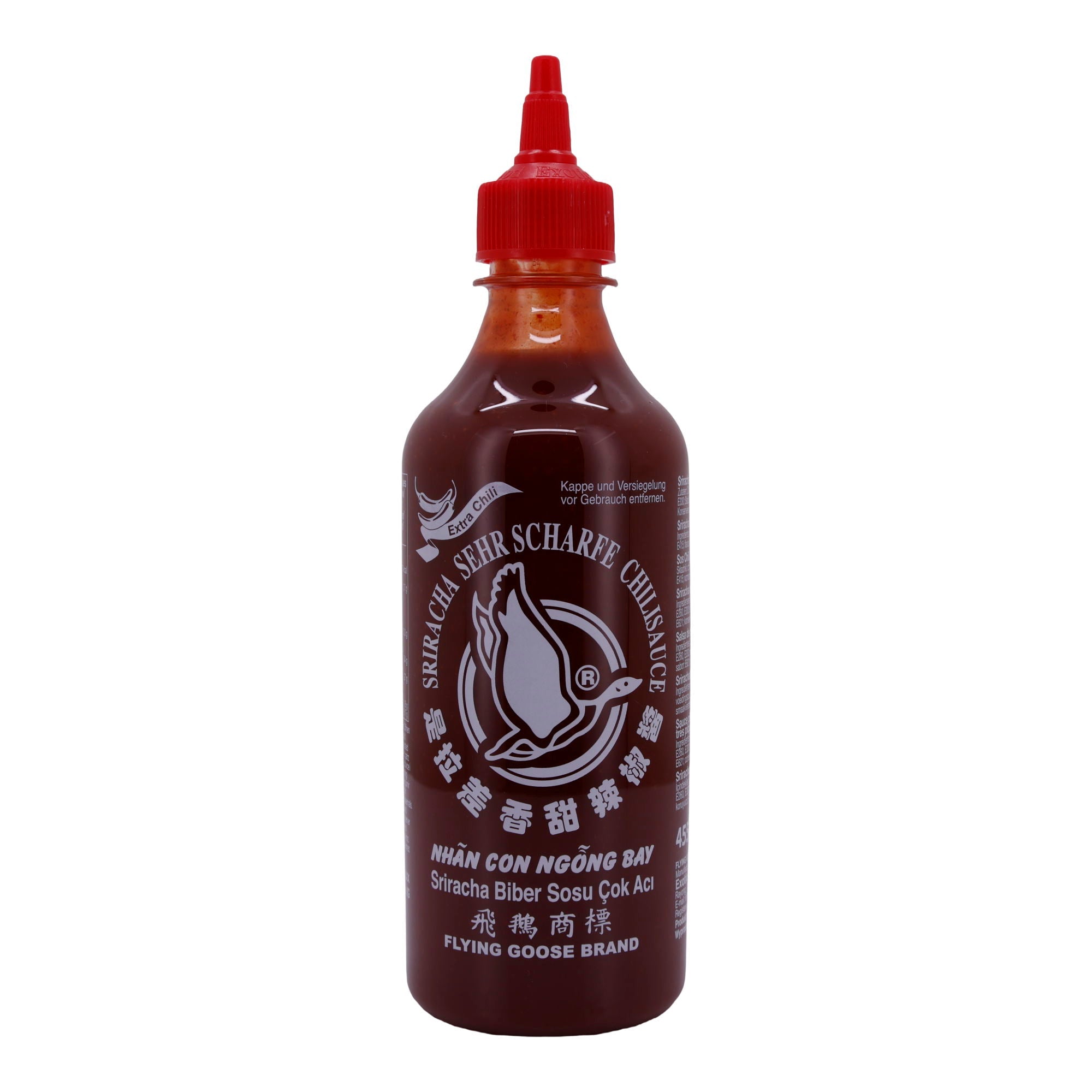 Sriracha Chilisauce Extra Scharf Flying Goose | Intensiver Geschmack für scharfe Gerichte | 455 ml FLYING GOOSE
